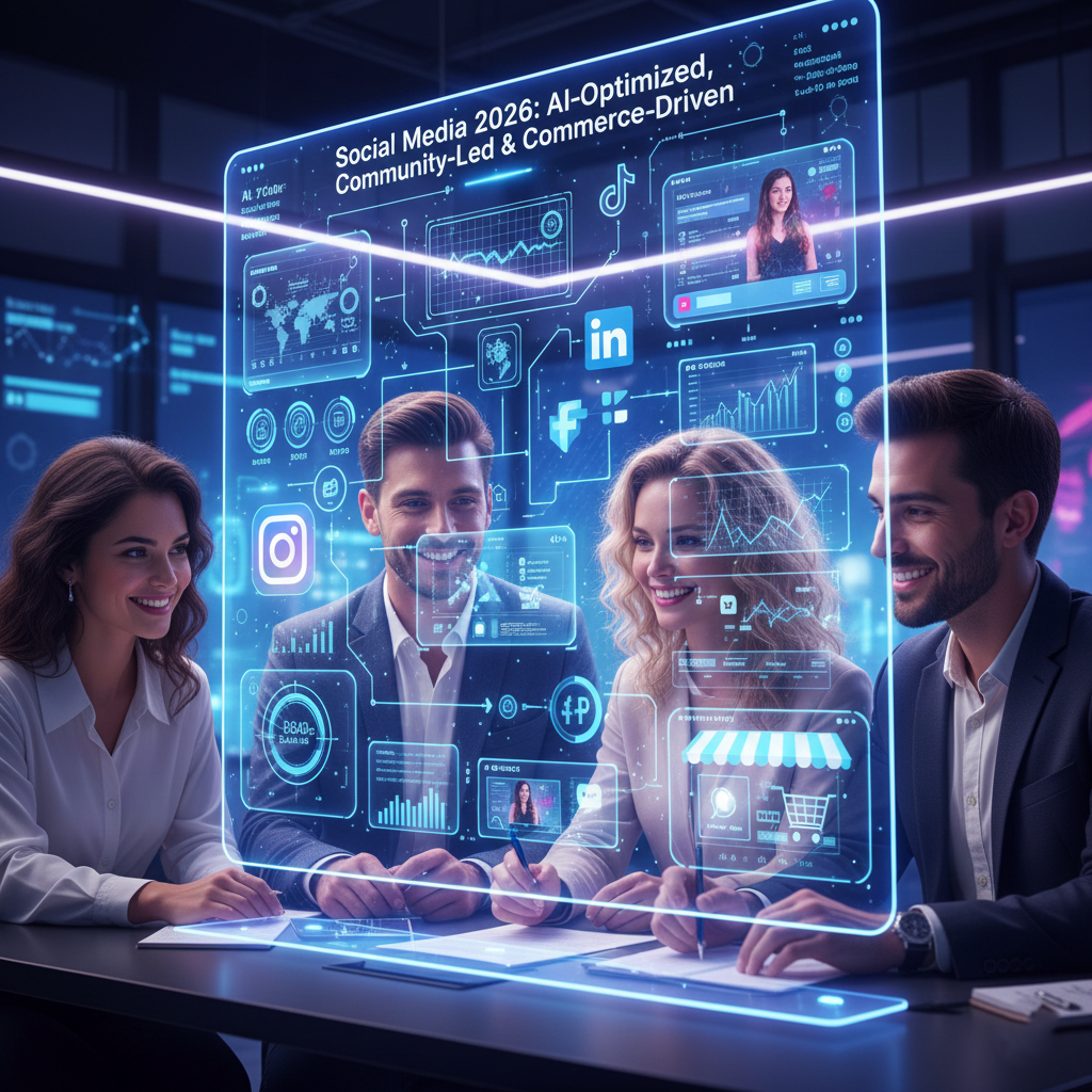 social media 2026 ai optimized, community led & commerce driven